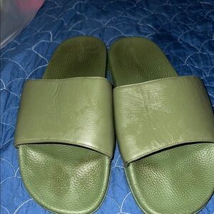 Green Slide Sandals